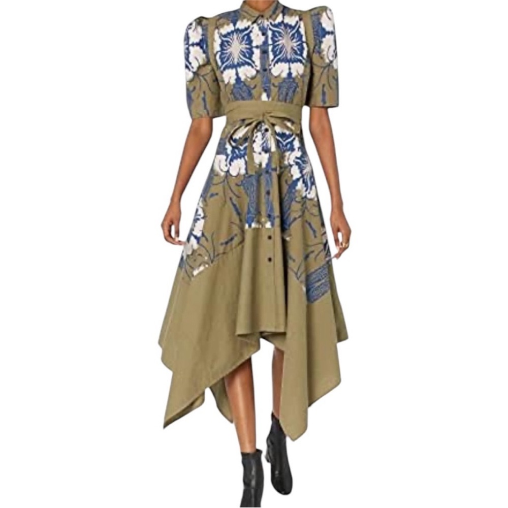 Making the Cut Winning Look: Faded Army & Navy Blue Tie Waist Dress - Picture 2 of 5
